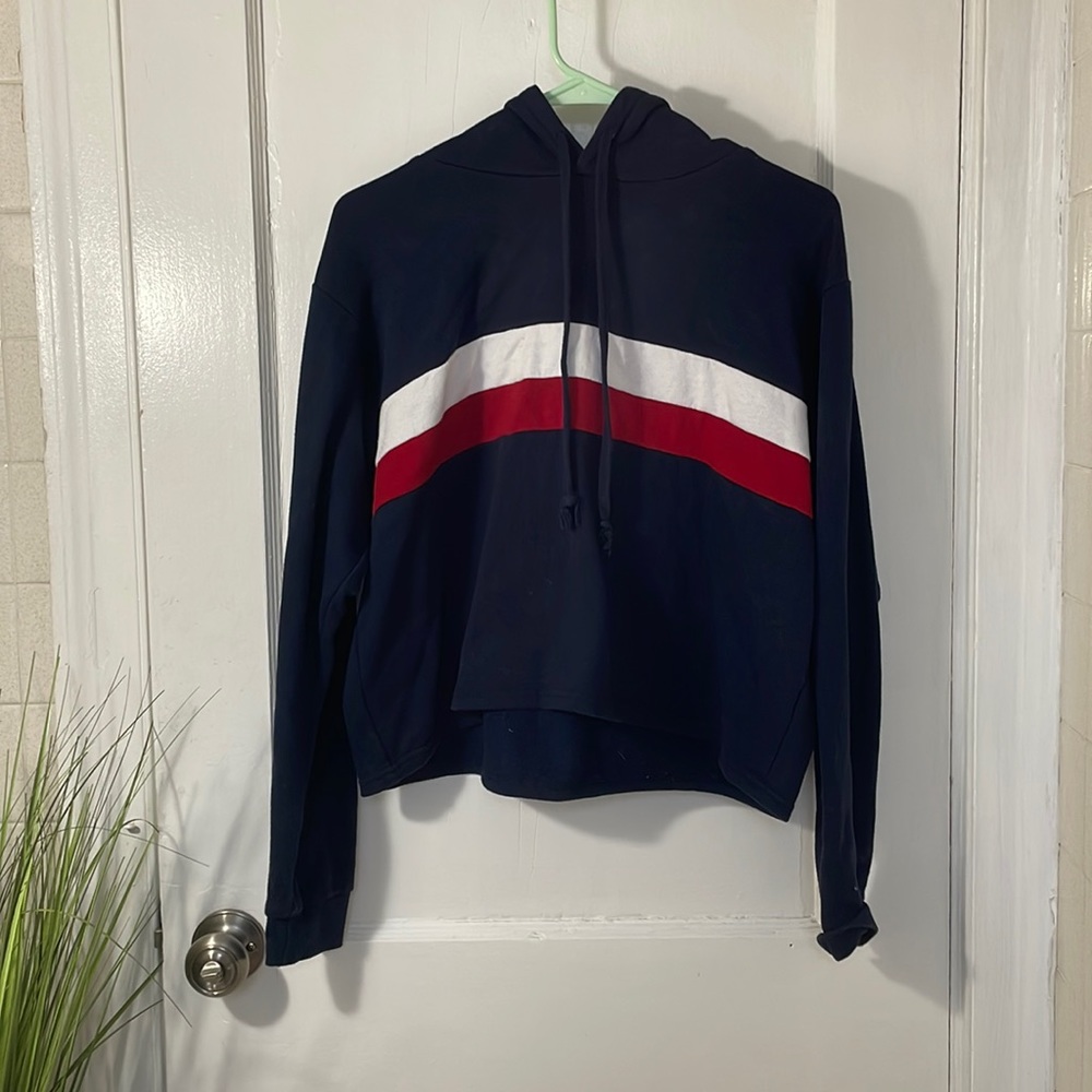 RED/BLUE/WHITE Crop Hoodie